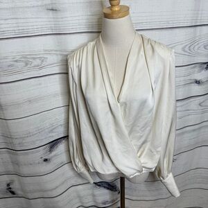 Express Cream Wrap Blouse